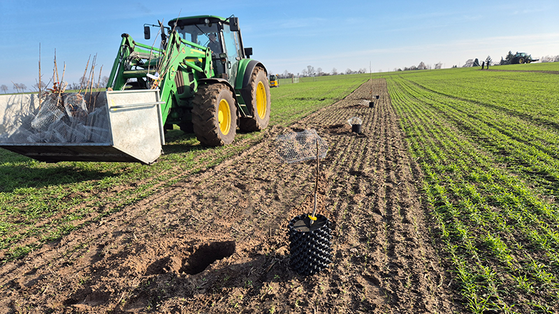 Bild zeigt einen Traktor auf einem Feld.