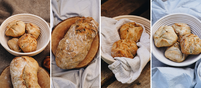 Bild enthält verschiedenen Backwaren wie Brot und Brötchen